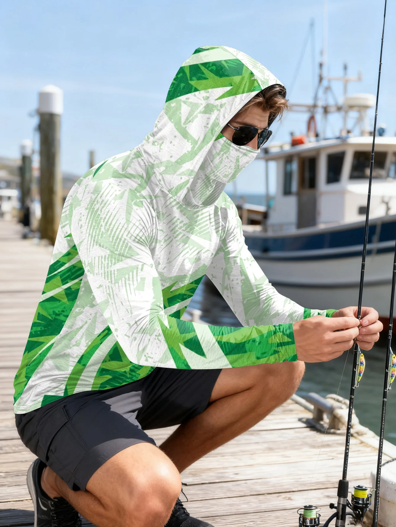 Mens Fishing Shirt Hooded UPF  - огляд і ціна Fishing Mask Sun Protection