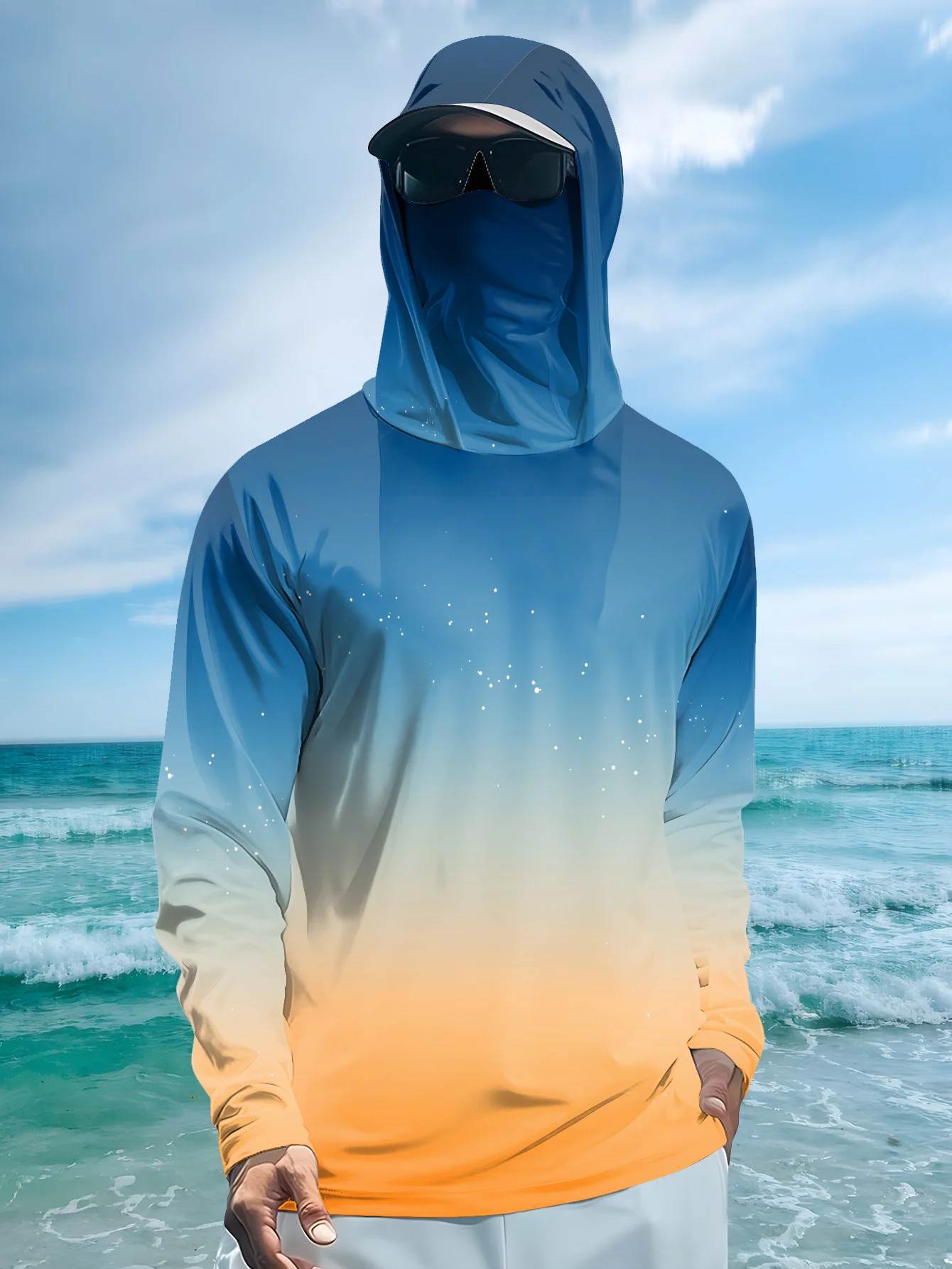 Mens Fishing Shirt Hooded UPF  - огляд і ціна Fishing Mask Sun Protection